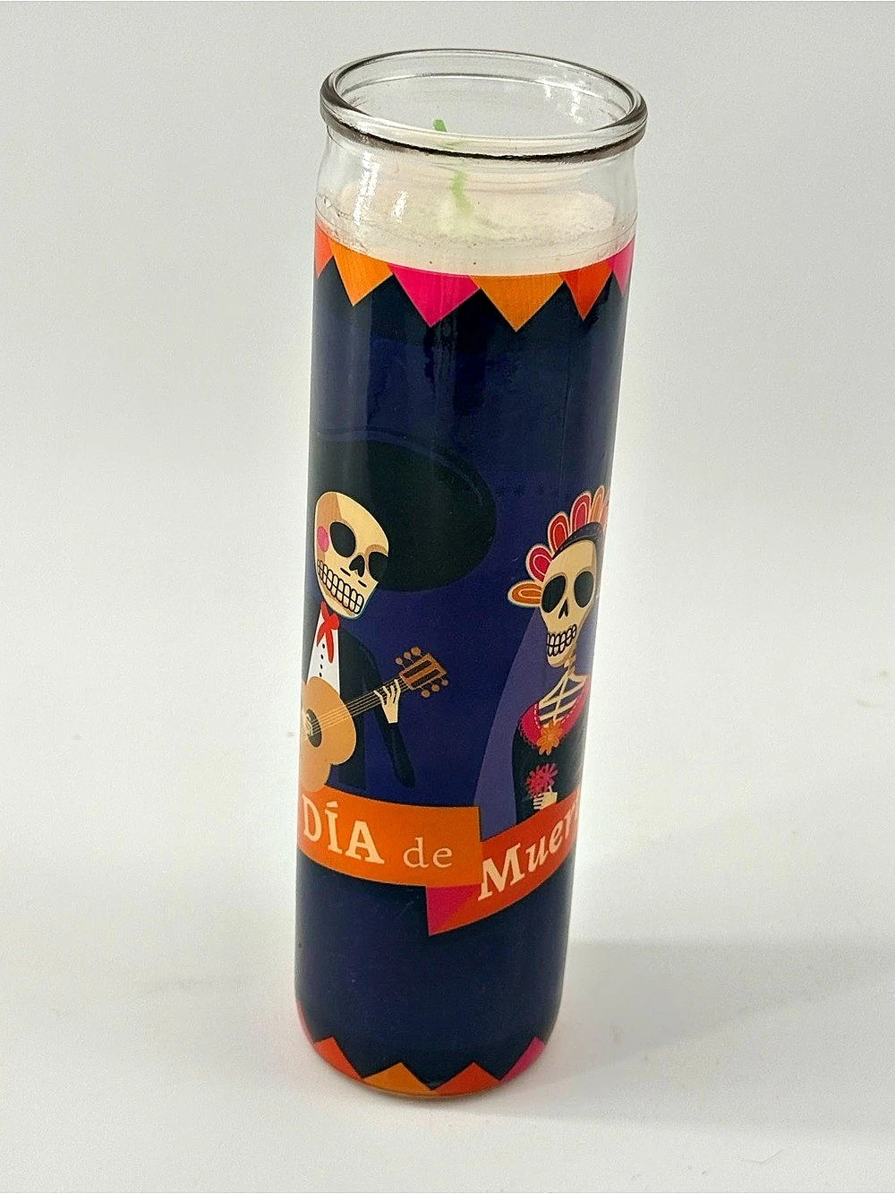 Day of the Dead Decorative Glass jar candle.